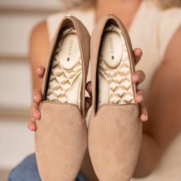 Birdies Shoes - Birdies Starling Slip-On Flats Tan Suede Size 8
